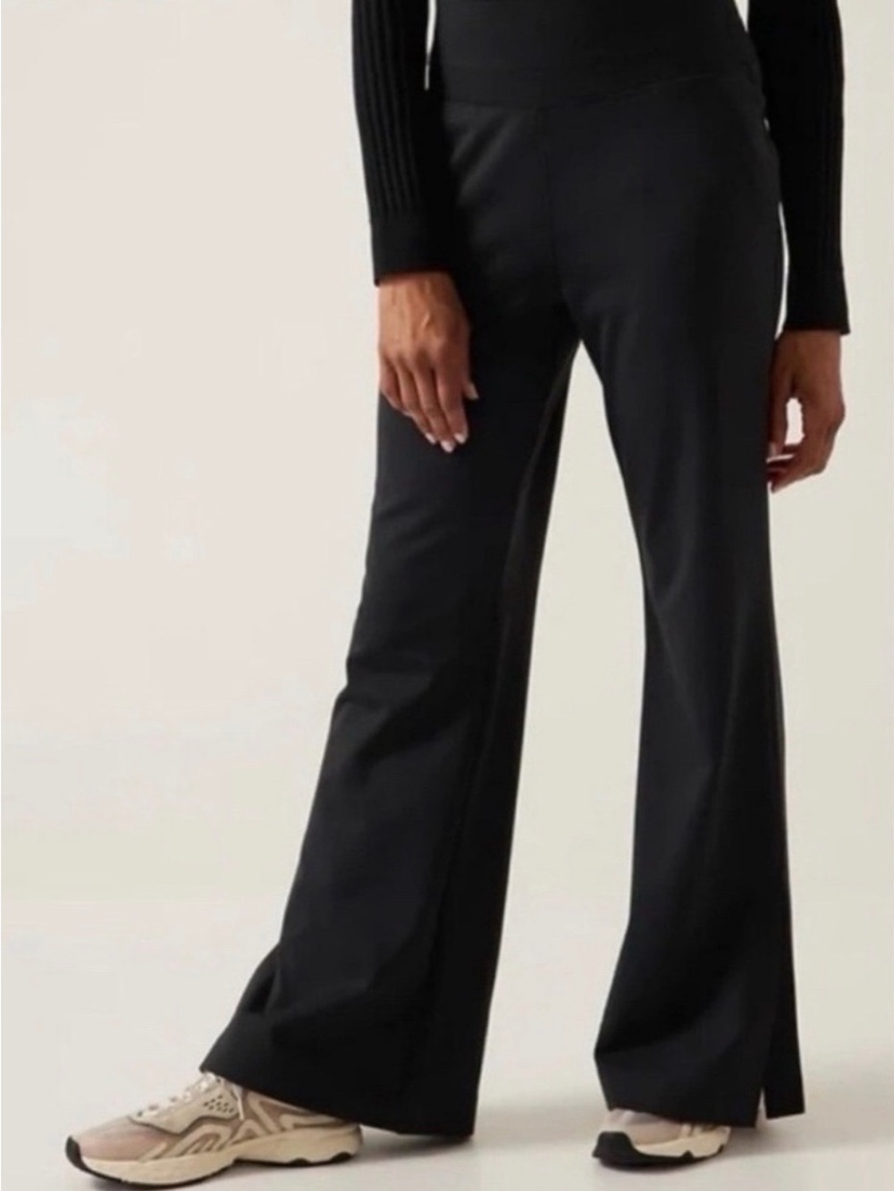 Athleta Venice Wide Leg Flare Pant Black Medium Pull On Travel Athleisure